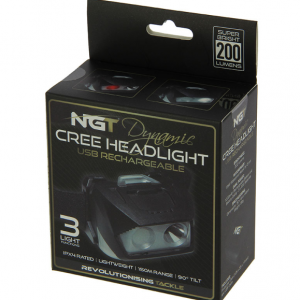 CASE USB 200 LUMENS NGT DYNAMIC NEW HEAD TOURCH HEADLAMP FISHING CREE LIGHT