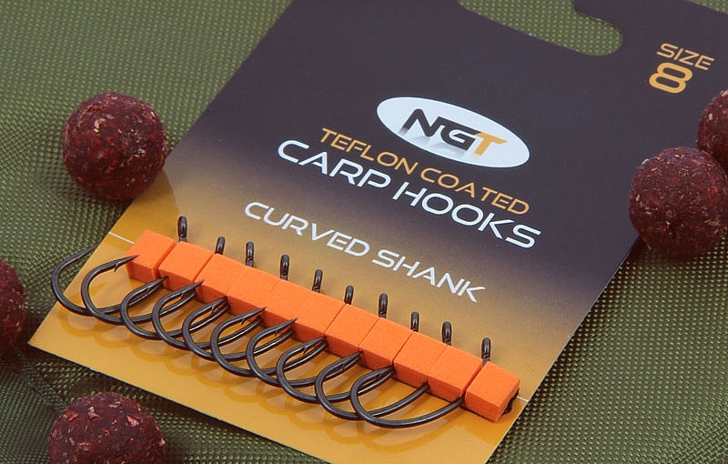 NGT Curved Shank Teflon Coated Micro Barbed Carp Hooks
