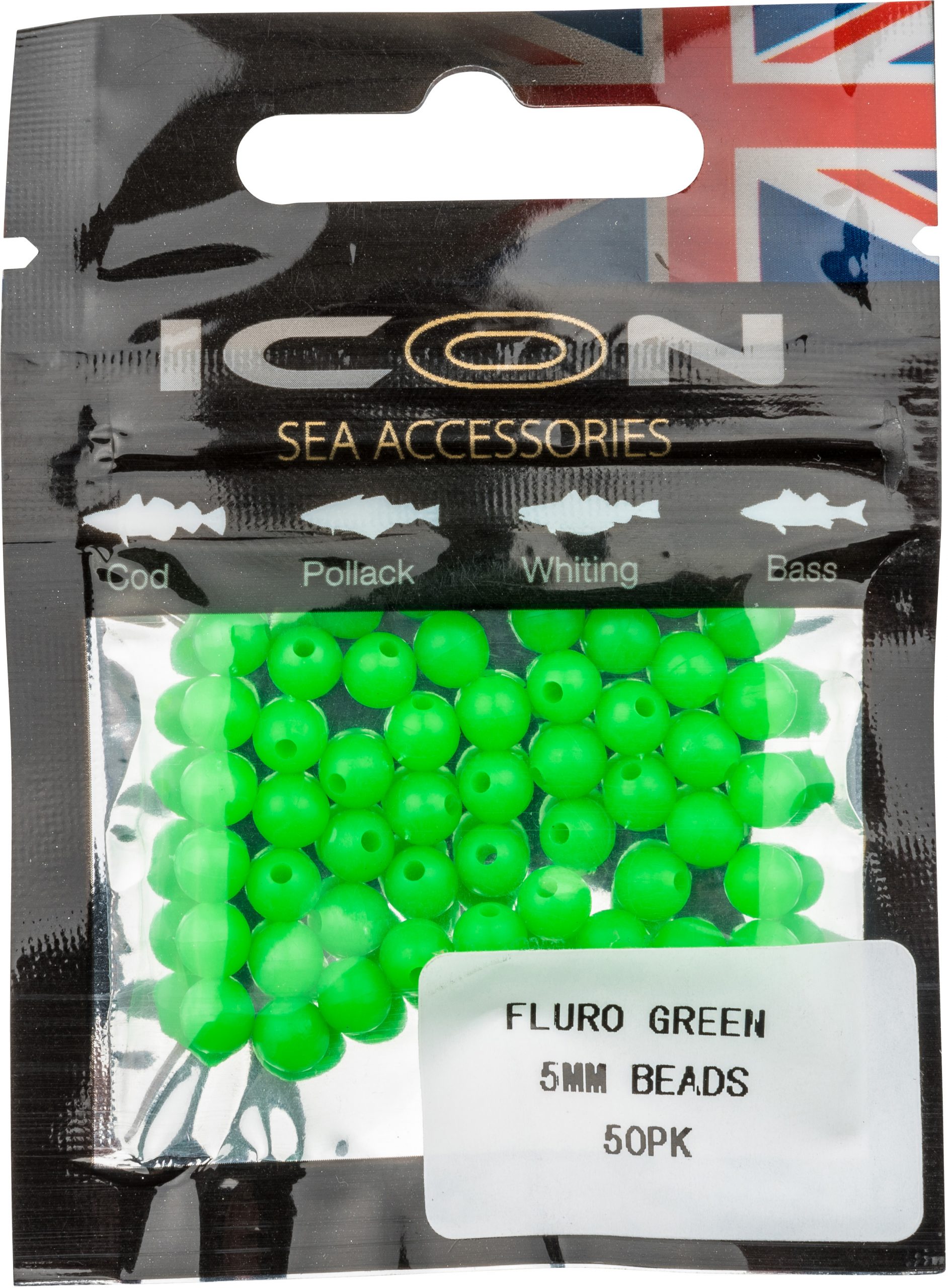 Icon, Fishing Line Stop Beads, 5mm, Colour Green. 50pk
